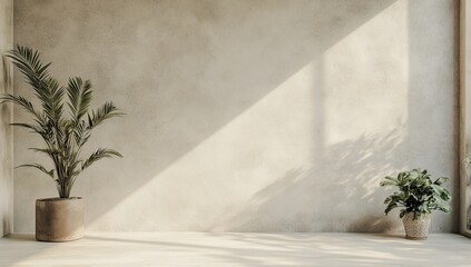 Minimalist room with sunlight and plants