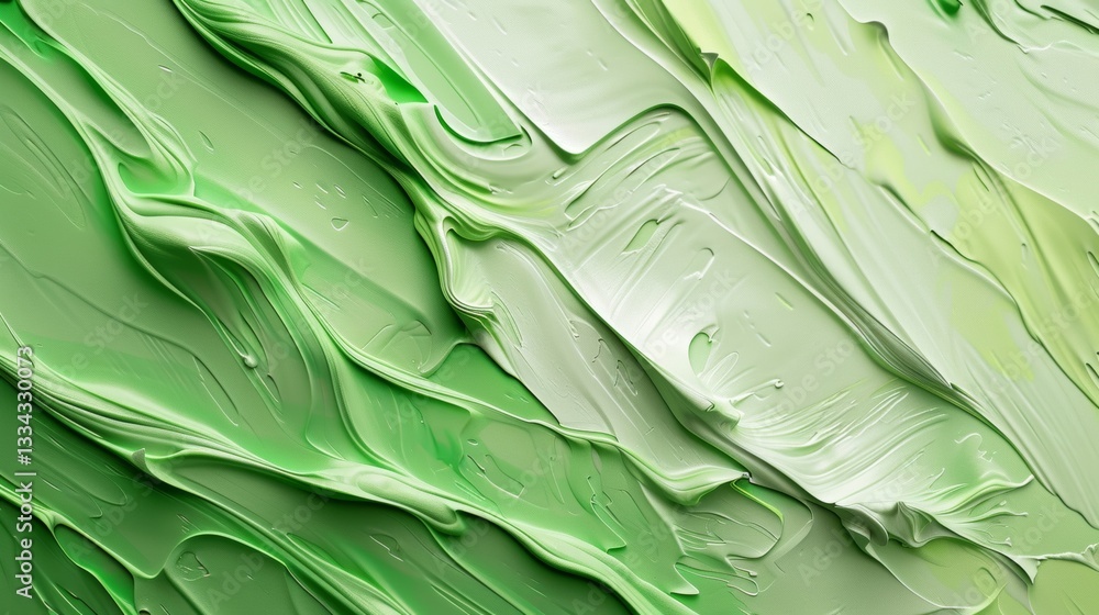 Aufkleber a close up perspective of flowing green paint strokes creating a textured abstract background with l