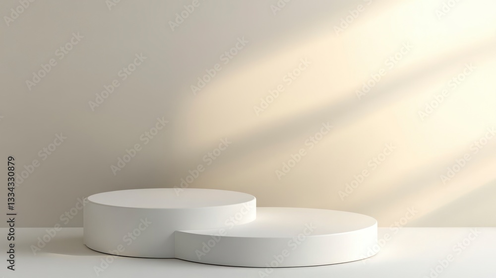 Poster display pedestal with soft light casting shadows for product placement
