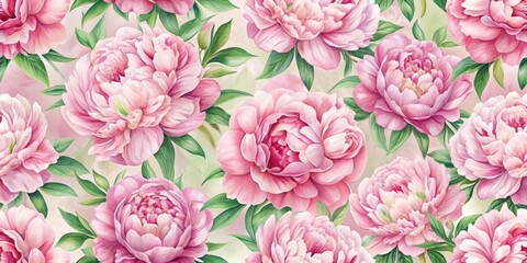 Soft Pink Peony Floral Seamless Pattern, romantic flowers, floral design