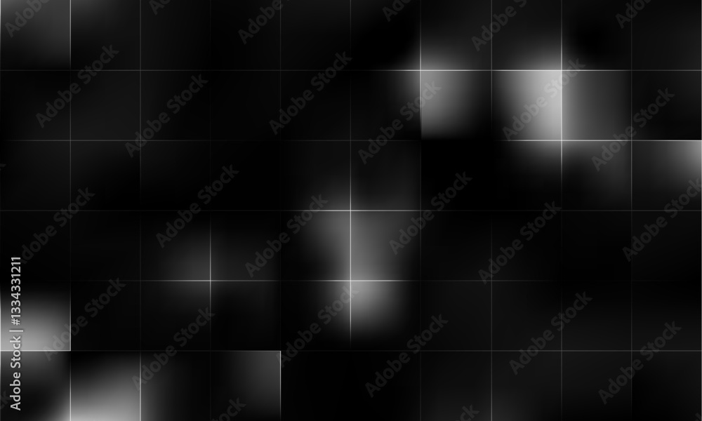 Poster black lowpoly mosaic abstract background with blurred glowing squares is perfect for creative design