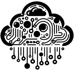 Fototapeta premium Soft Curves Cloud Silhouette Vector Design Cloud computing concept illustration