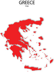 greece  map in red colour and with trasparent background