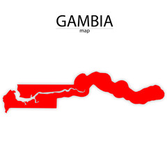 gambia map in red colour and with trasparent background