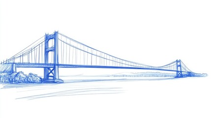 Fototapeta premium Artistic Rendering of Iconic Golden Gate Structure, Capturing the Essence of San Francisco's Bay and Urban Landscape