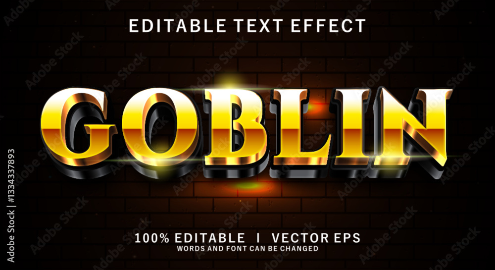 Poster oblin 3d vector text effect with modern style design