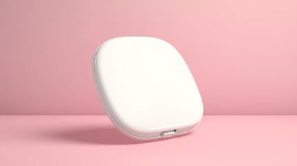 Mockup of a square compact powder case on a soft pink background

