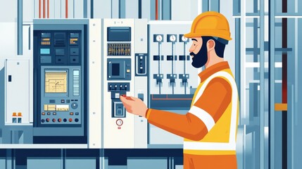 Commissioning Engineer Overseeing Assembly and Circuit Checks in Control Bay Unit