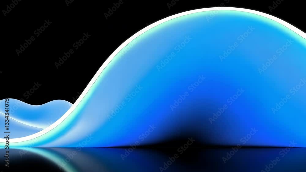 Poster mesmerizing abstract wave of blue and white light with smooth curves and glowing edges against black
