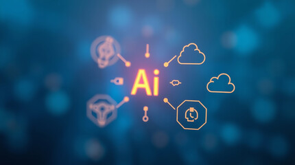 Modern Artificial Intelligence Icon Set with Solid Background for Web and App UI