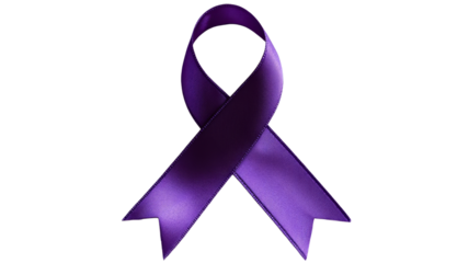 Purple ribbon symbolizing supporting victims of domestic violence on transparent background