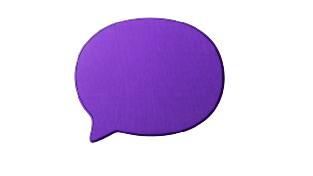 Purple speech bubble communicating on transparent background