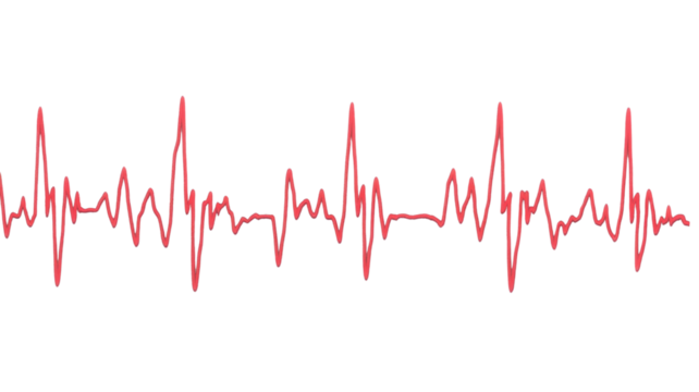 Red heartbeat line showing vital signs on transparent background