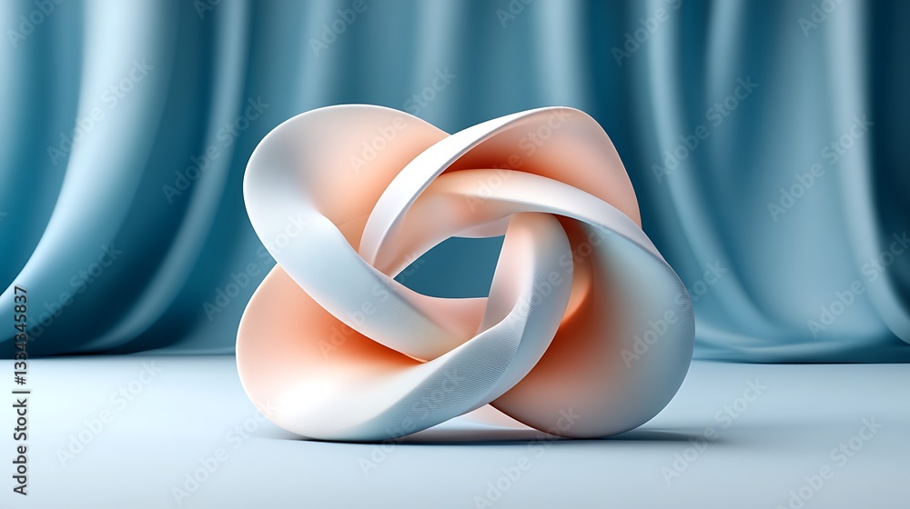 Aufkleber abstract knot sculpture with smooth surface texture and dreamy background creating a calm art piece