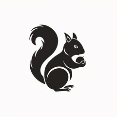 Obraz premium A Simple Black and White Squirrel Illustration