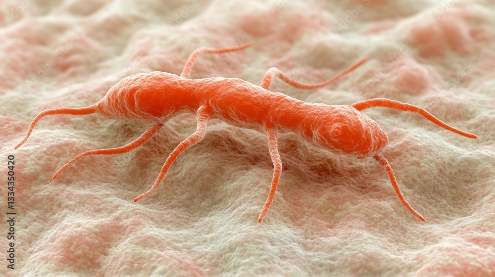 Aufkleber exploring bacteria's microscopic action on surfaces scientific image of cellular dynamics