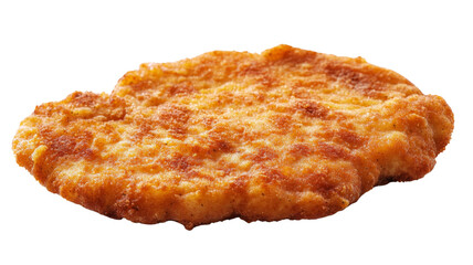 Breaded chicken cutlet isolated on transparent background