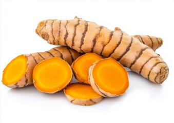 Fresh Turmeric spice isolated on white background