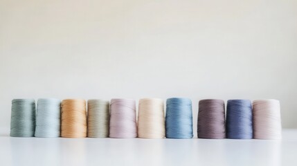 Assorted Spools of Thread in Soft Pastel Colors for Crafting