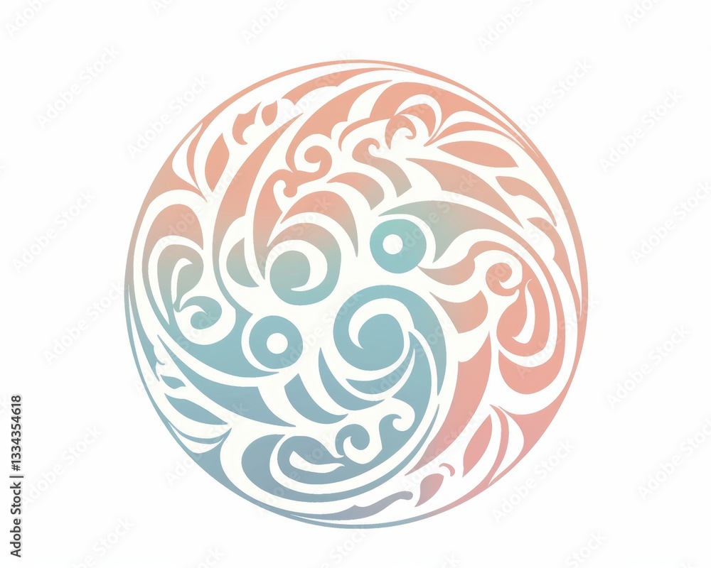 Aufkleber abstract circular design with pastel colors and intricate patterns