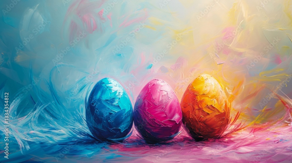 Poster abstract colorful easter eggs artistic generative ai painting conceptual artwork minimalistic soft f