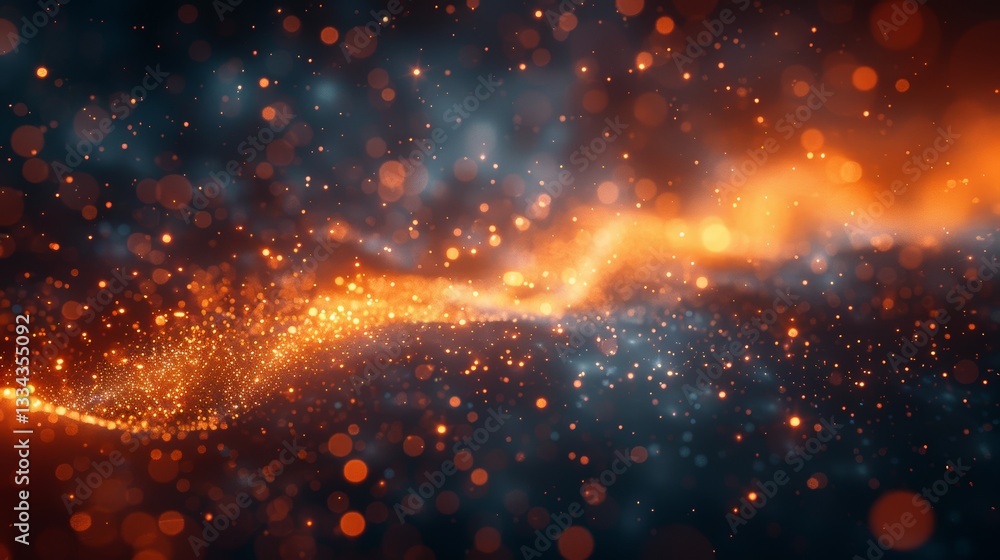 Poster abstract corporate technology background with bokeh lights and digital communication elements