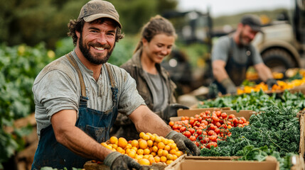 From Our Farm to Your Table Fresh, Organic Tomatoes and Vegetables - A Celebration of Local, Sustainable Farming and the Abundant Harvest Joy of Happy, Smiling Farmers