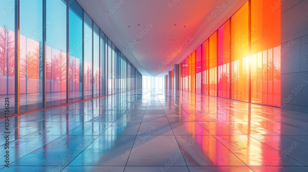 Poster abstract interior wall texture background with light and colorful architecture elements