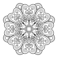 Mandala pattern Coloring book wallpaper design art. tile pattern greeting card sticker lace pattern and tattoo, yoga design. hand drawn mandala vector. on white background