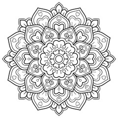 Mandala pattern Coloring book wallpaper design art. tile pattern greeting card sticker lace pattern and tattoo, yoga design. hand drawn mandala vector. on white background