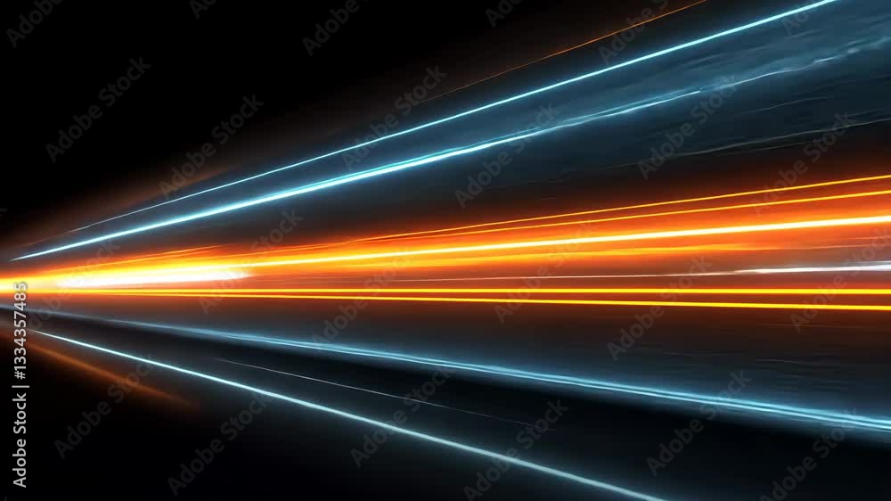 Poster light trails in blue and orange on a black background create a dynamic motion effect