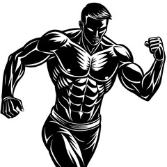 Fototapeta premium Athletic person running in a dynamic pose on a plain background