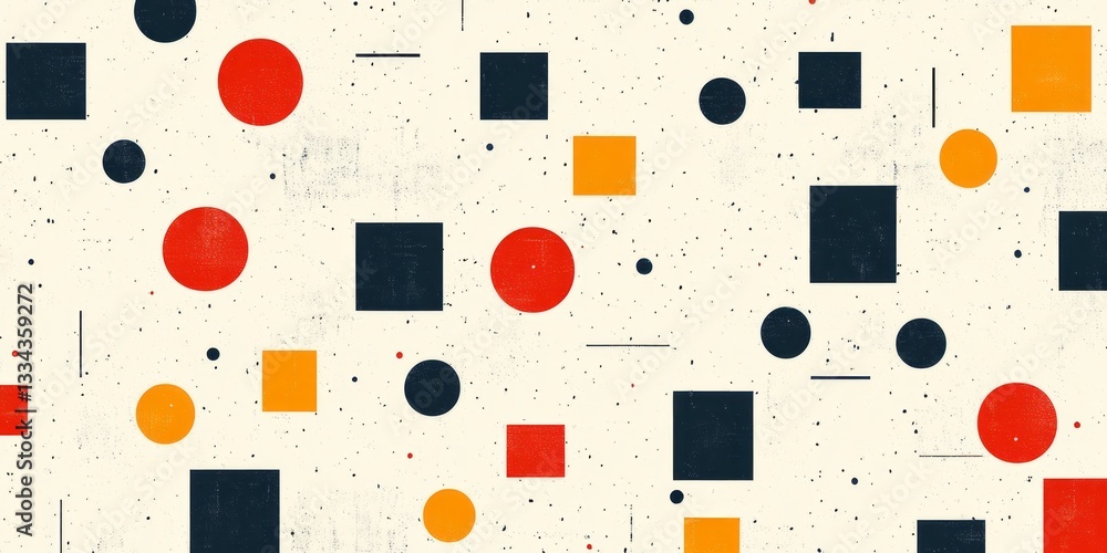 Poster abstract geometric pattern featuring squares circles and linear accents