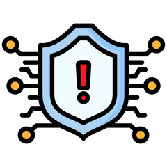 Cyber Risk icon in Flat Color Style With Outline. Simple Vector Design. Simple Vector Flat Icon