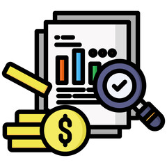 Analytics icon in Flat Color Style With Outline. Simple Vector Design. Simple Vector Flat Icon