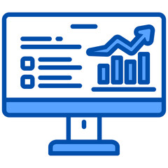 Analyze icon in Blue Color Style. Simple Vector Design. Simple Vector Flat Icon