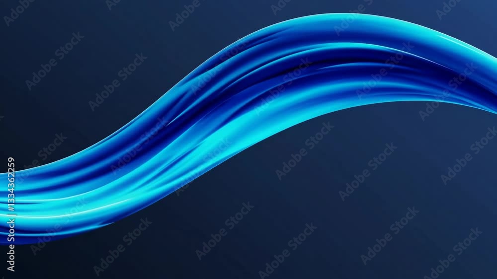 Aufkleber abstract blue wave pattern on dark background, dynamic motion concept