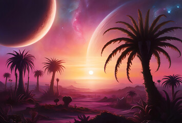 Fototapeta premium Cosmic Colors: The End of an Alien Day