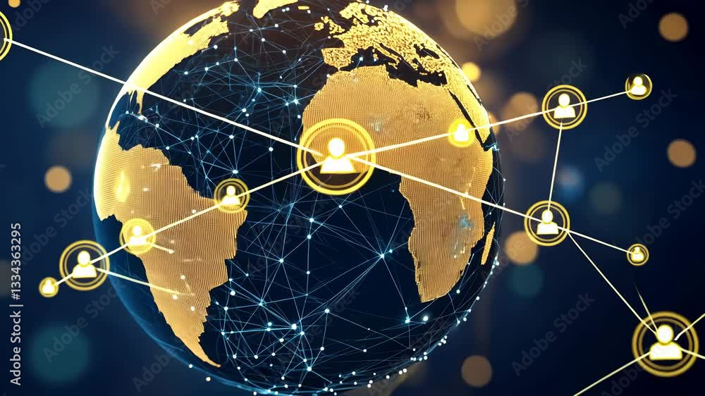 Poster visualization of a global communication network.