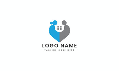 Blue Modern Initial family Logo Design Template