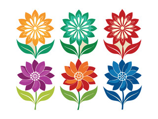Colorful Floral Design Set for Spring or Summer