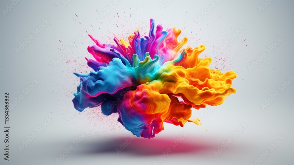 Poster a vibrant and dynamic explosion of colorful liquid paint creating an abstract splash with vivid hues