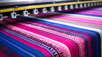 Vibrant textile printing machine, crafting colorful patterned fabrics with precision