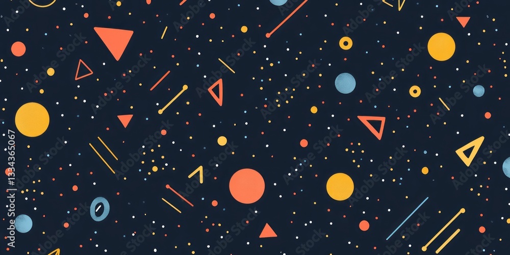 Poster abstract geometric pattern with shapes and dots on dark background