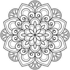 Mandala pattern Coloring book wallpaper design art. tile pattern greeting card sticker lace pattern and tattoo, yoga design. hand drawn mandala vector. on white background