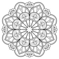 Mandala pattern Coloring book wallpaper design art. tile pattern greeting card sticker lace pattern and tattoo, yoga design. hand drawn mandala vector. on white background