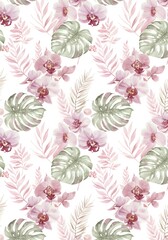 Vintage floral seamless pattern with delicate pink flowers and leaves for textile decoration