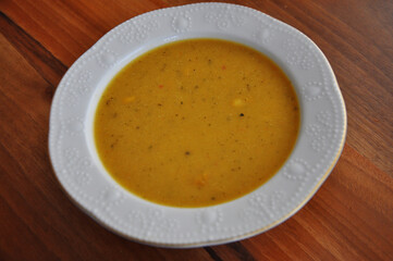 A bowl of red lentil soup