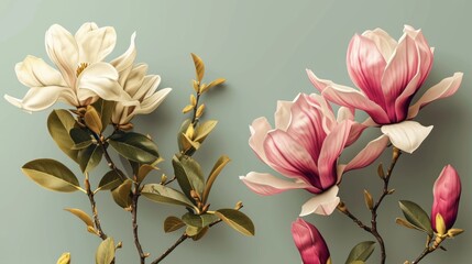Beautiful Colorful Spring Garden Flowers Wedding Invitation Card with Magnolia Theme