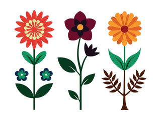 Colorful Floral Design Set for Spring or Summer